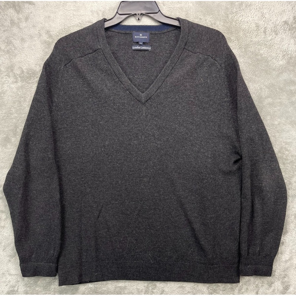 Marks & Spencer Blue Harbour Men's Knit Sweater XL Charcoal‎ Extrafine Lambswool